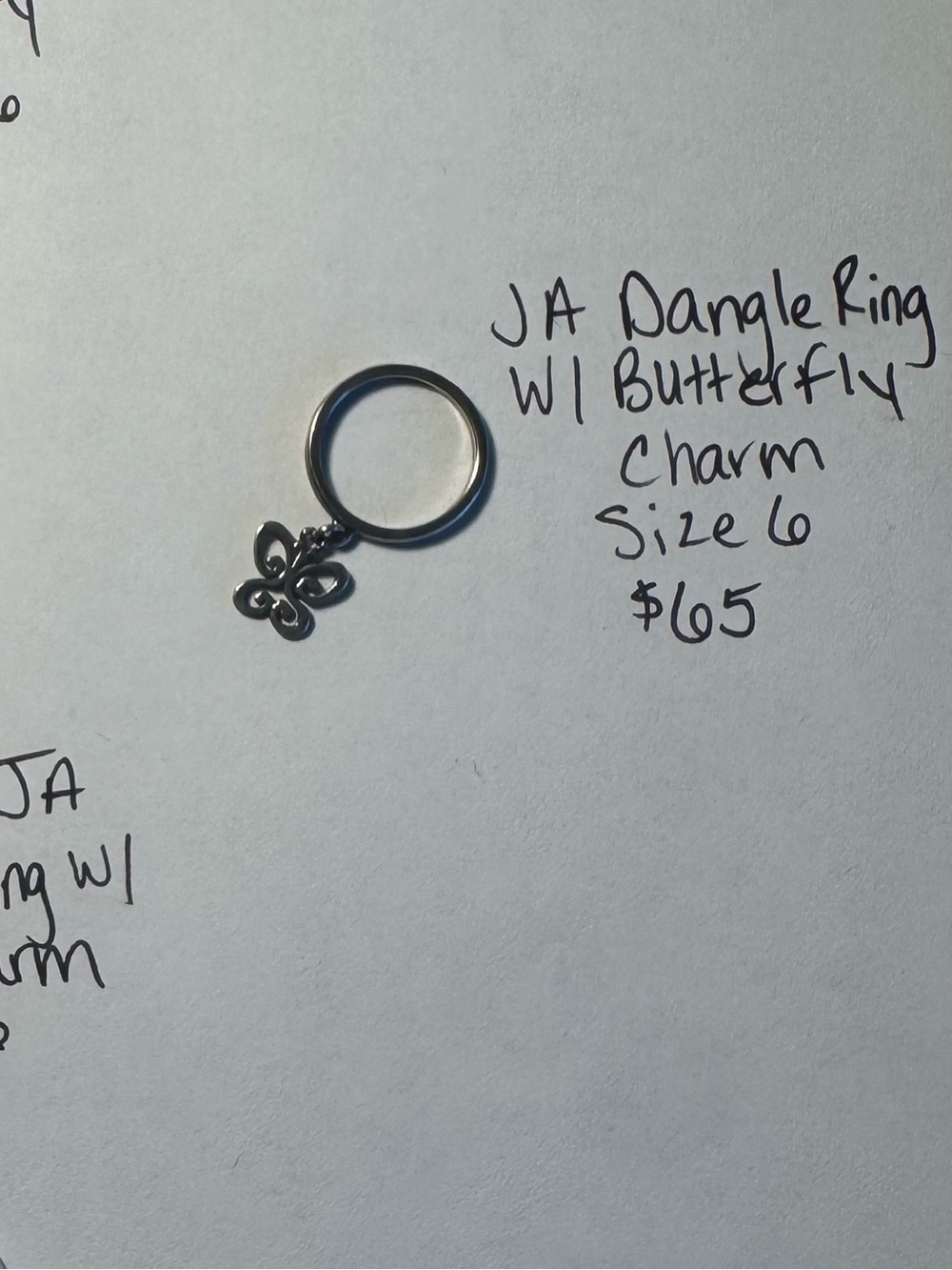 James Avery Silver Dangle Ring with Butterfly Charm